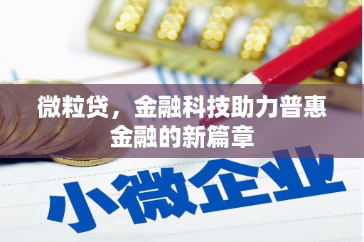 池上微粒贷，金融科技助力普惠金融的新篇章