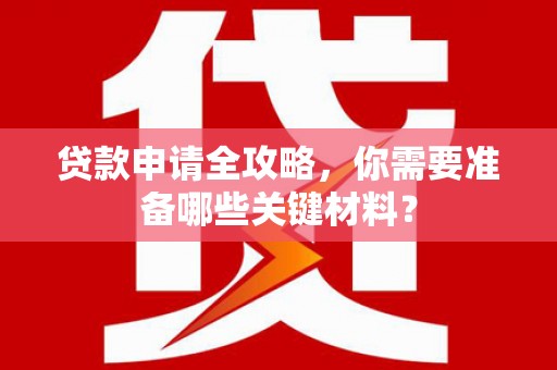 池上贷款申请全攻略，你需要准备哪些关键材料？