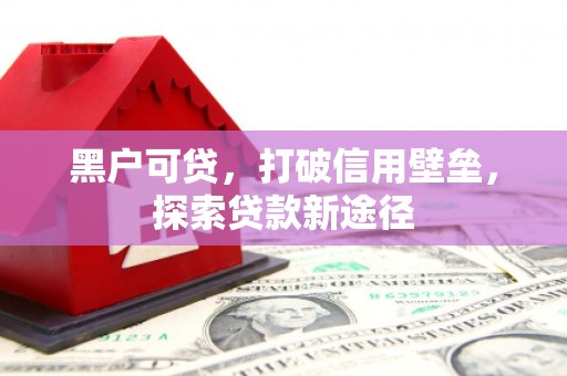 池上黑户可贷，打破信用壁垒，探索贷款新途径
