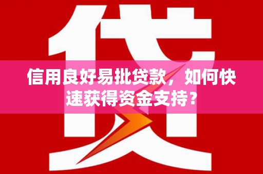 池上信用良好易批贷款，如何快速获得资金支持？