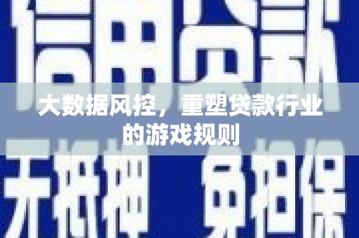 池上大数据风控，重塑贷款行业的游戏规则