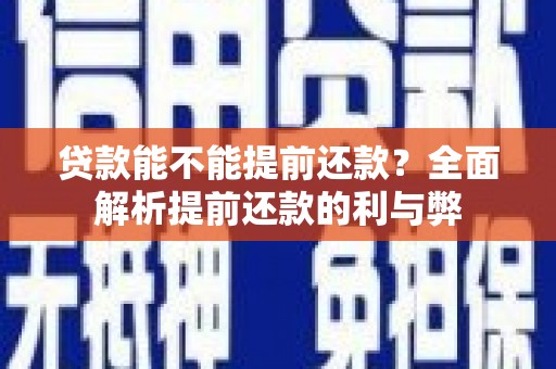 池上贷款能不能提前还款？全面解析提前还款的利与弊