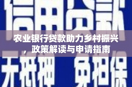 池上农业银行贷款助力乡村振兴，政策解读与申请指南