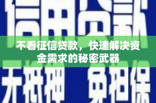 池上不看征信贷款，快速解决资金需求的秘密武器