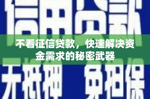 池上不看征信贷款，快速解决资金需求的秘密武器