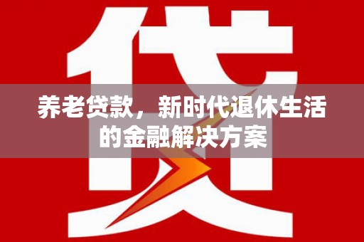 池上养老贷款，新时代退休生活的金融解决方案