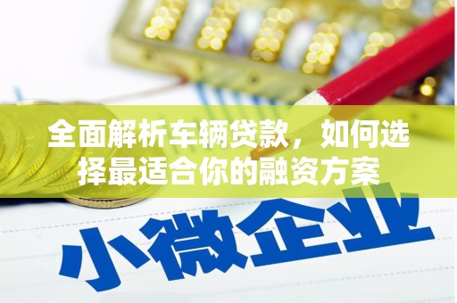 池上全面解析车辆贷款，如何选择最适合你的融资方案