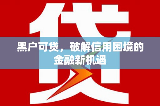 池上黑户可贷，破解信用困境的金融新机遇